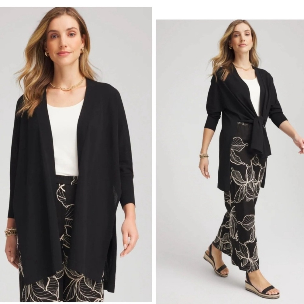 Chicos Long Black Cardigan